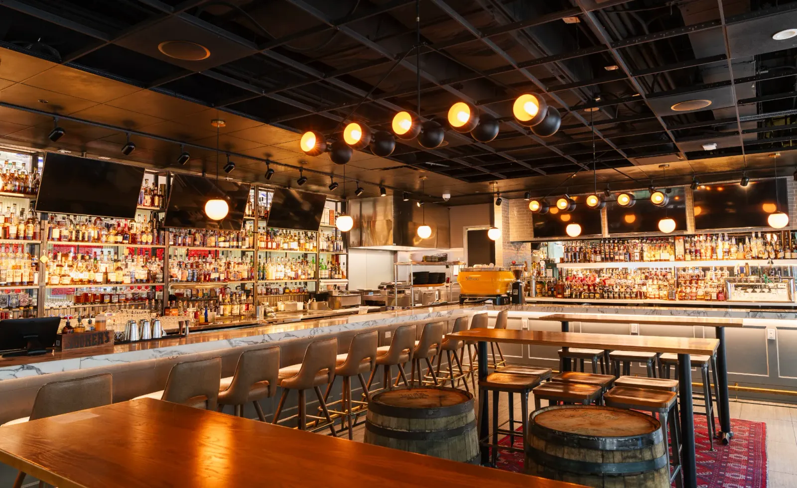 The bar and dining room at Slightly Toasted
